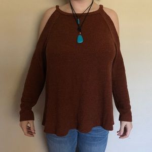 Wet Seal Open Shoulder Burt Orange Shirt Size: XL